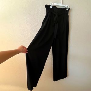 Black paper bag pants